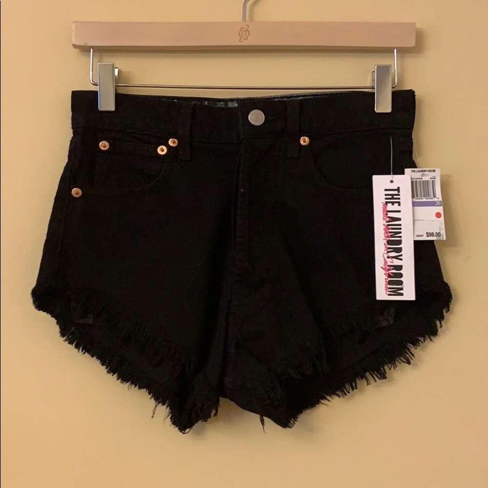 The Laundry Room CA Black Denim Frayed Shorts Sz26